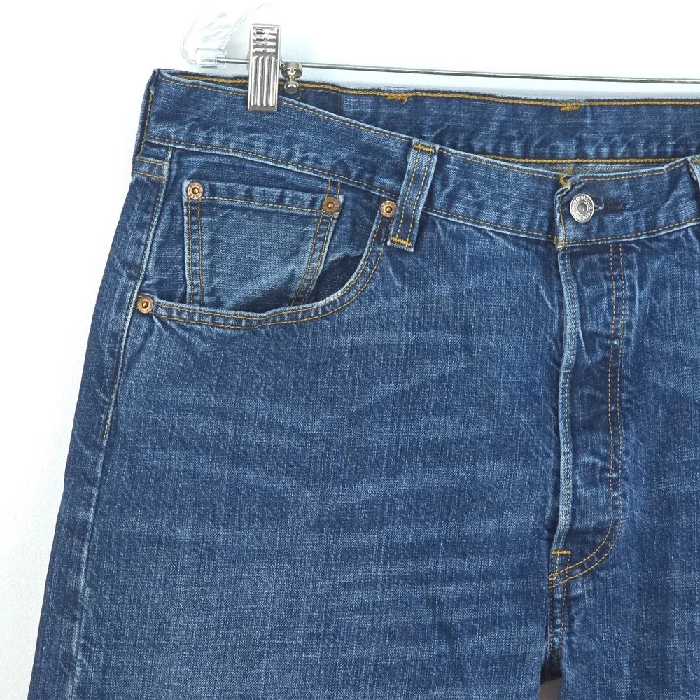 Levi's 501 Jeans Men 36x32 (38x32) Straight Leg Medium Wash Denim Whiskers Faded